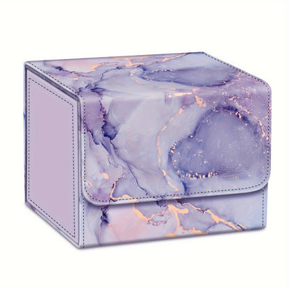Magnetic Card Storage Box 180+ Cards MTG TCG CCG – Premium PU Leather Deck Box with Magnetic Closure, Built-In Divider, Marble & Starry Sky Colors for Trading Card Collectors & Players