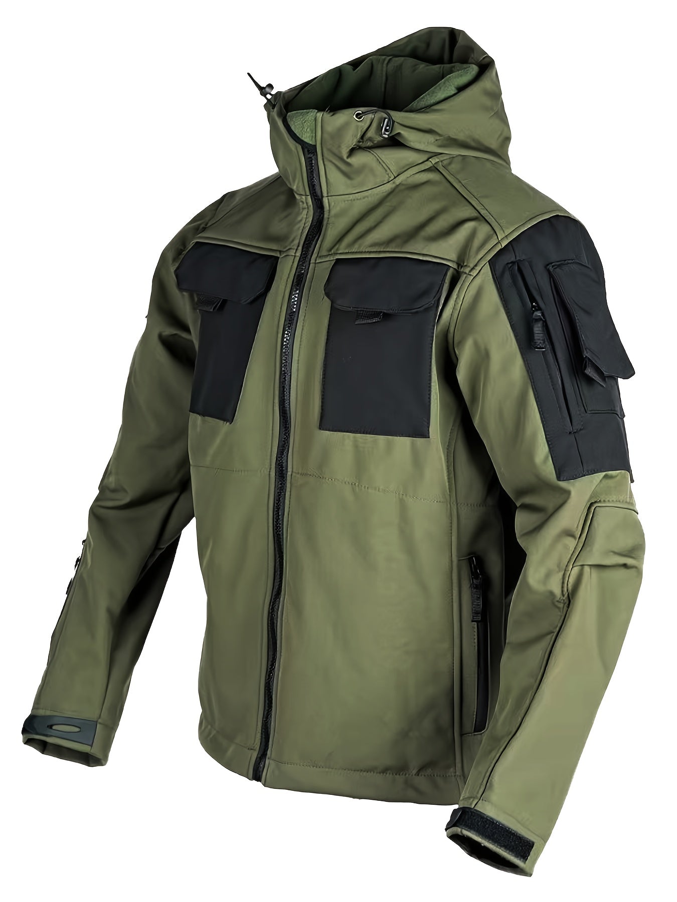 Men's Tactical Softshell Jacket - Hooded Multi-Pocket Windbreaker