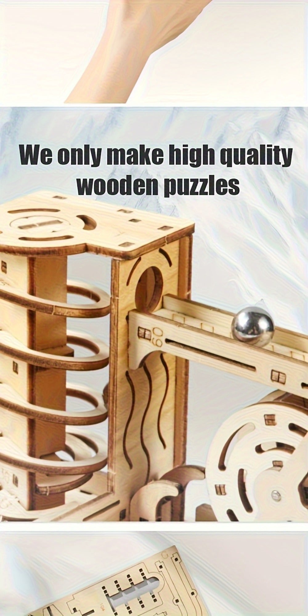 Wooden Ball Track Puzzle Model Kit – STEM Engineering Building Set for Adults & Teens, Kinetic Marble Run Expansion Sets A & B, Brain Teaser DIY Craft, Unique Birthday Gift for Men Women
