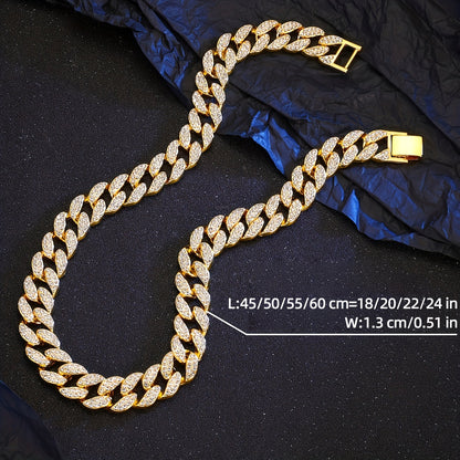 Dog Cuban Link Chain Necklace Full Rhinestone Pet Collar Jewelry – Durable Metal Bling Necklace for Small to Large Dogs & Cats, Sizes S to 3XL, Golden Silver Rose Gold, Holiday Gift