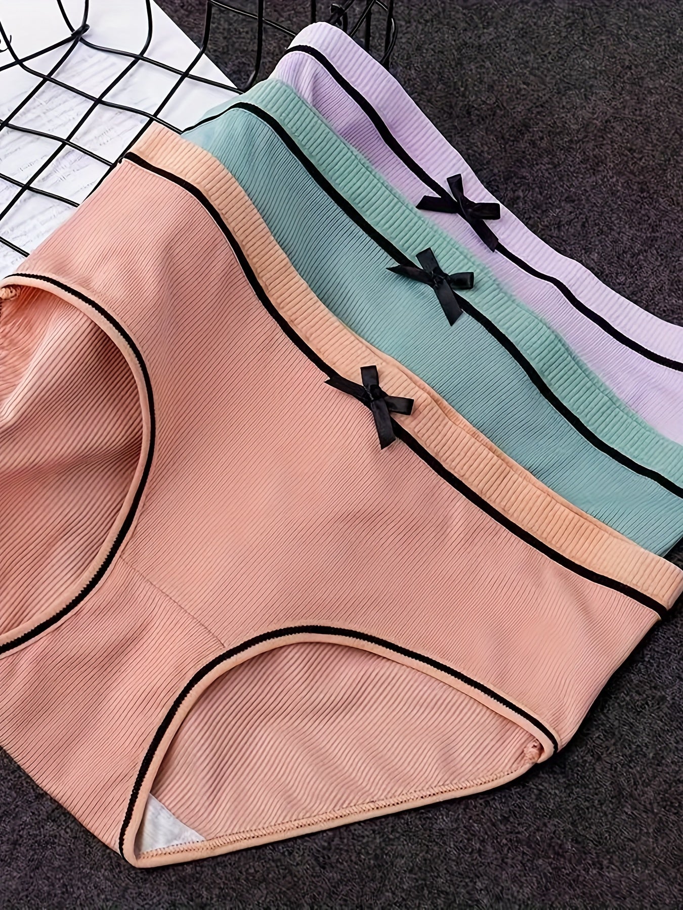 Girls' Briefs - 12-Pack Striped Bow Detail