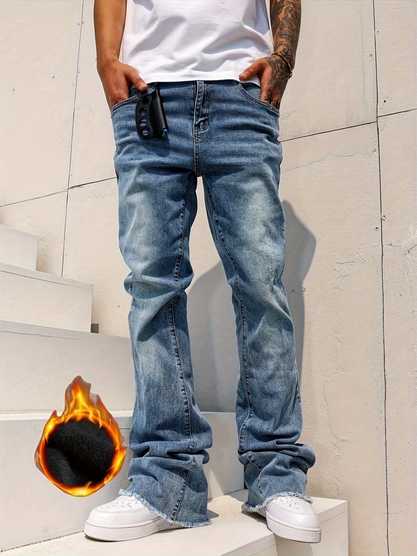 Men's Bootcut Jeans - Classic Wash Clean Finish Modern
