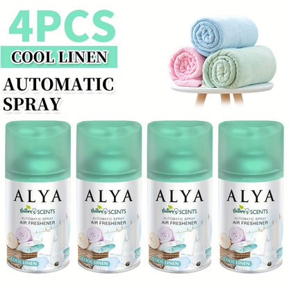 Automatic Spray Air Freshener Refill 8.45oz 1pc or 4pcs - 6 Scents Lavender Vanilla Cool Linen Ocean Mixed Berries Magnolia, Odor Fighting Room Spray for Car Office Home Bathroom Kitchen Fabric Closet