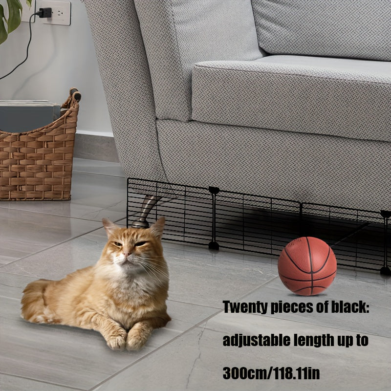 Under Furniture Pet Blocker – Easy-Install Sofa & Bed Gap Filler Fence to Stop Cats & Dogs Getting Under Furniture, Prevents Toys from Sliding Under, Safe Sturdy Material, Multi-Pack 10 & 20 Pcs, Black & White