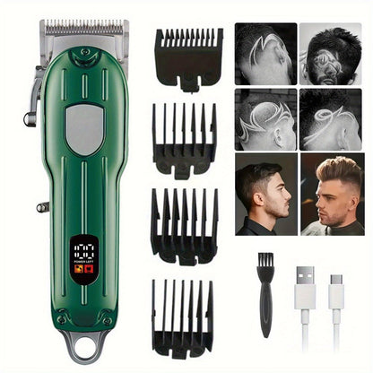 Hair Clipper Set for Men - Professional Cordless Rechargeable Hair Trimmer with LCD Display, Metal Body, Home Haircut Kit, 1 or 2 Piece Set, Father's Day & Birthday Gift for Men