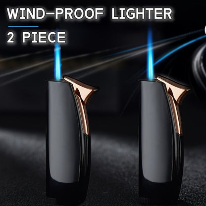 Windproof Lighter 2-Pack – Slim Portable Pocket Lighter with Mirror Finish, Refillable Butane Flame, Fashionable Gift for Men & Women, Available in 8 Colors (Red, Black, White, Silver, Pink, Blue, Yellow, Green)