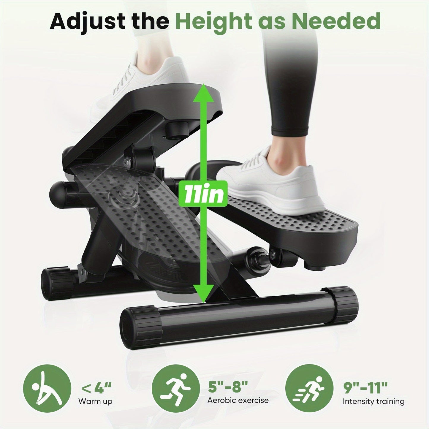 Compact Mini Stair Stepper with Resistance Bands – Twist Motion Full Body Workout Machine, 300 LBS Capacity, Portable Home Gym Cardio Step Trainer for Men Women