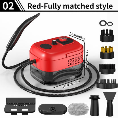 High Temperature Pressurized Steam Cleaner Handheld Portable Steam Cleaning Machine Set with Brush Heads & Glass Scraper - Multi-Surface for Kitchen, Bathroom, Furniture, Car & Tile Grout, Multiple Colors