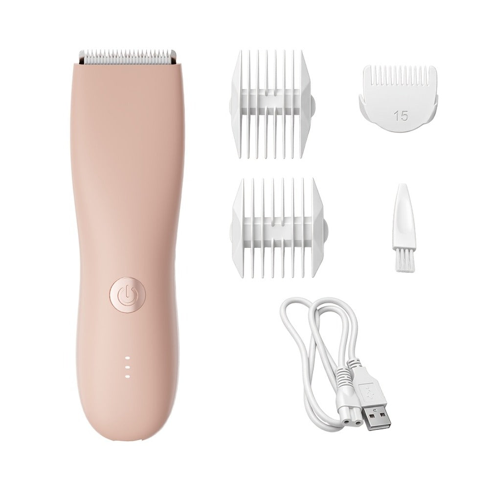 Bikini Trimmer for Women & Groin Trimmer for Men IPX6 Waterproof Body Hair Trimmer Replaceable Ceramic Blades Limit Comb Electric Manscaping Groomer Black Green Purple Pink