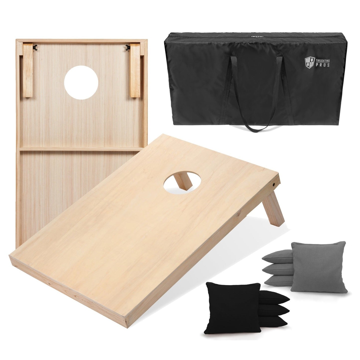 Regulation Cornhole Board Set 4x2 Solid Wood ACA Standard with 8 Bean Bags Carrying Case Tote Outdoor Yard Tailgate Party Game 13 Color Options