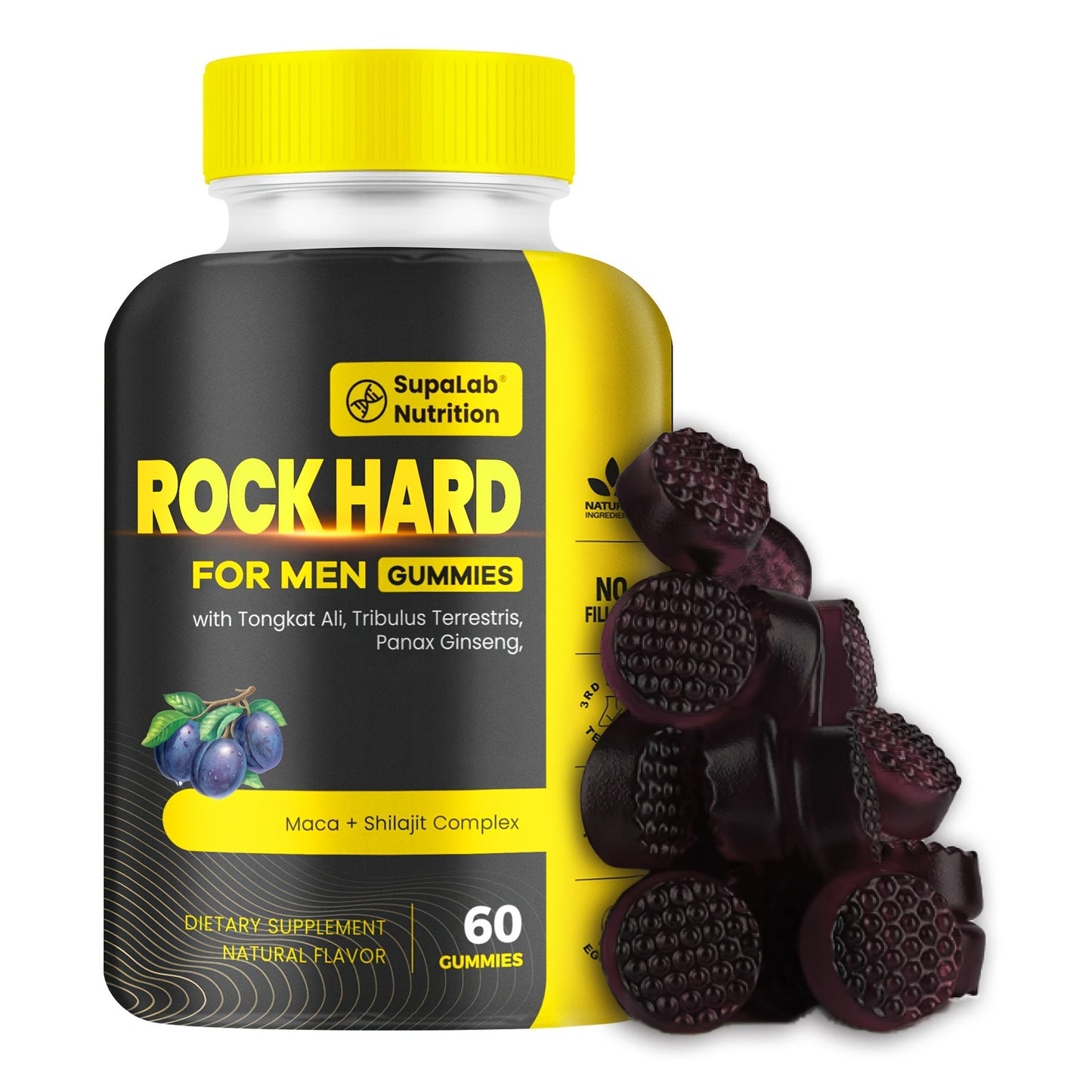 Tongkat Ali Gummies 17500mg for Men with L-Citrulline, L-Arginine & Ashwagandha - Natural Testosterone, Energy & Stamina Support - Stimulant-Free Aronia Berry Flavor 60 Gummies per Bottle