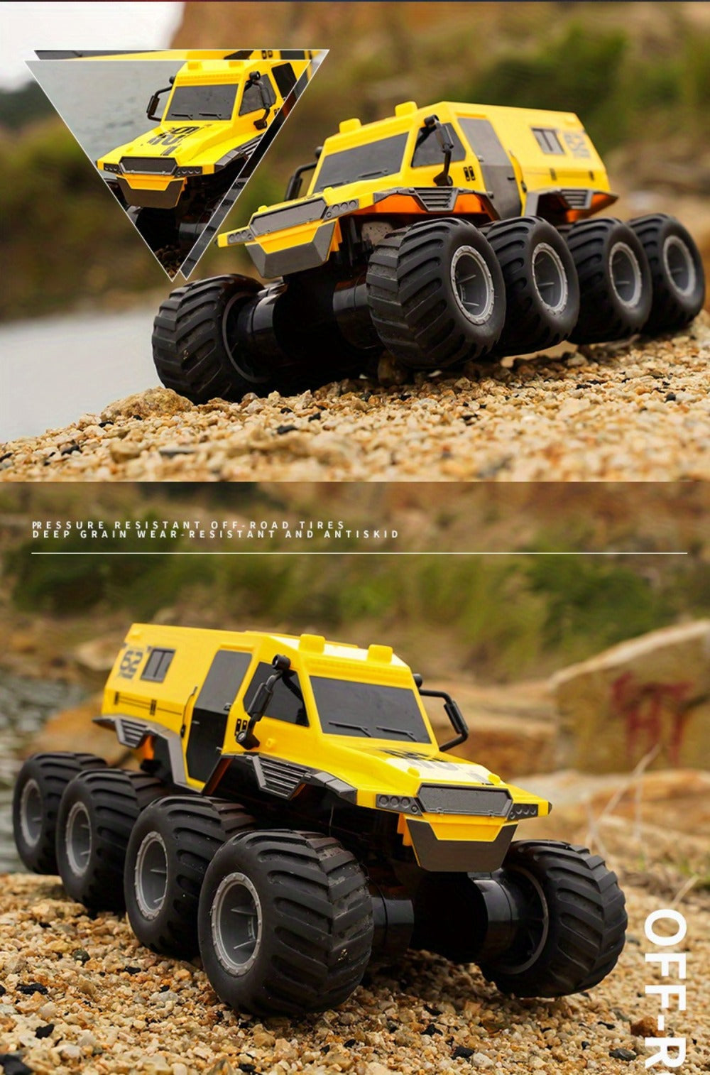 Amphibious RC Truck 8-Wheel Drive 4-Motor Off-Road Climbing Remote Control Armored Vehicle, Oversized All-Terrain Land & Water Military Truck Toy – Epic Gift for Kids & Adults Boys Girls