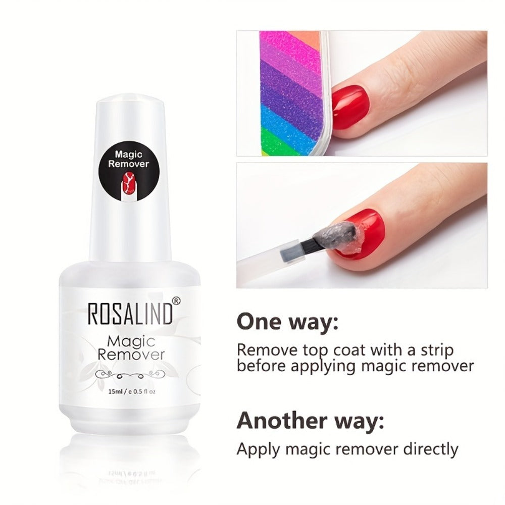 Gel Nail Polish Remover Kit – Fast-Acting Formula Removes Gel in 2–5 Minutes, No Foil or Soaking Needed, Professional Salon-Quality with Cuticle Pusher & Nail Scraper Included