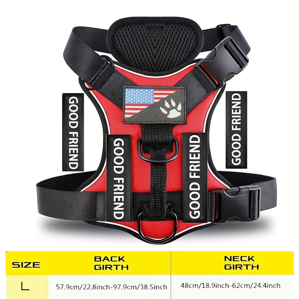 Service Dog Harness with 5 Patches – Reflective Adjustable Oxford Vest with Inner Mesh Layer, Service Dog ID System for Small Medium Large Dogs, XS–XL, 5 Colors
