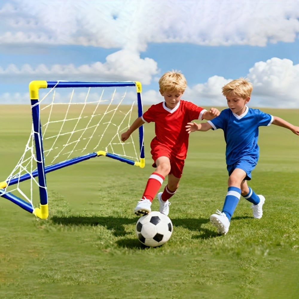 Kids Youth Football Goal Set – 2pcs Portable Easy-Assemble Soccer Goals for Indoor & Outdoor Play | Family Entertainment & Sports Training Gift for Boys and Girls