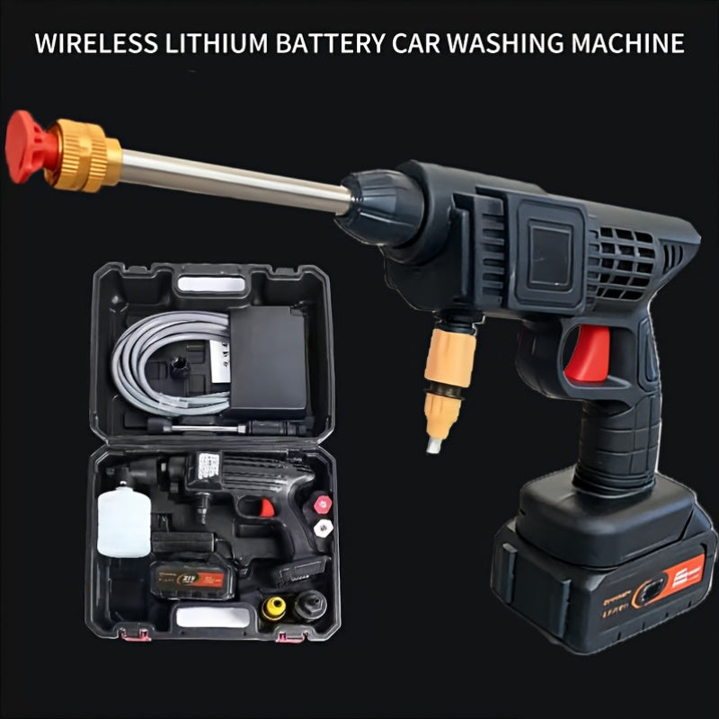 21V Cordless Handheld Pressure Washer, Dual Lithium Batteries, Self-Priming No Tap Water Required, Complete Car Washing Kit with Carry Case, Foam Bottle, Hose, Nozzles for Auto Garden Patio Cleaning