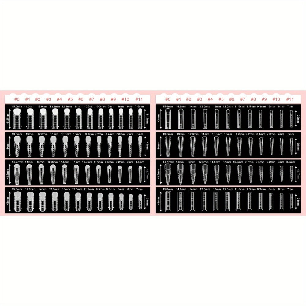 Poly Gel Nail Extension Form Kit - 192pcs Dual Forms, 96pcs Reusable Pads, 8 Shapes Acrylic Mold, Brush Pen, Files & Clips, Complete French Nail Extension Beginner Set for Home Salon