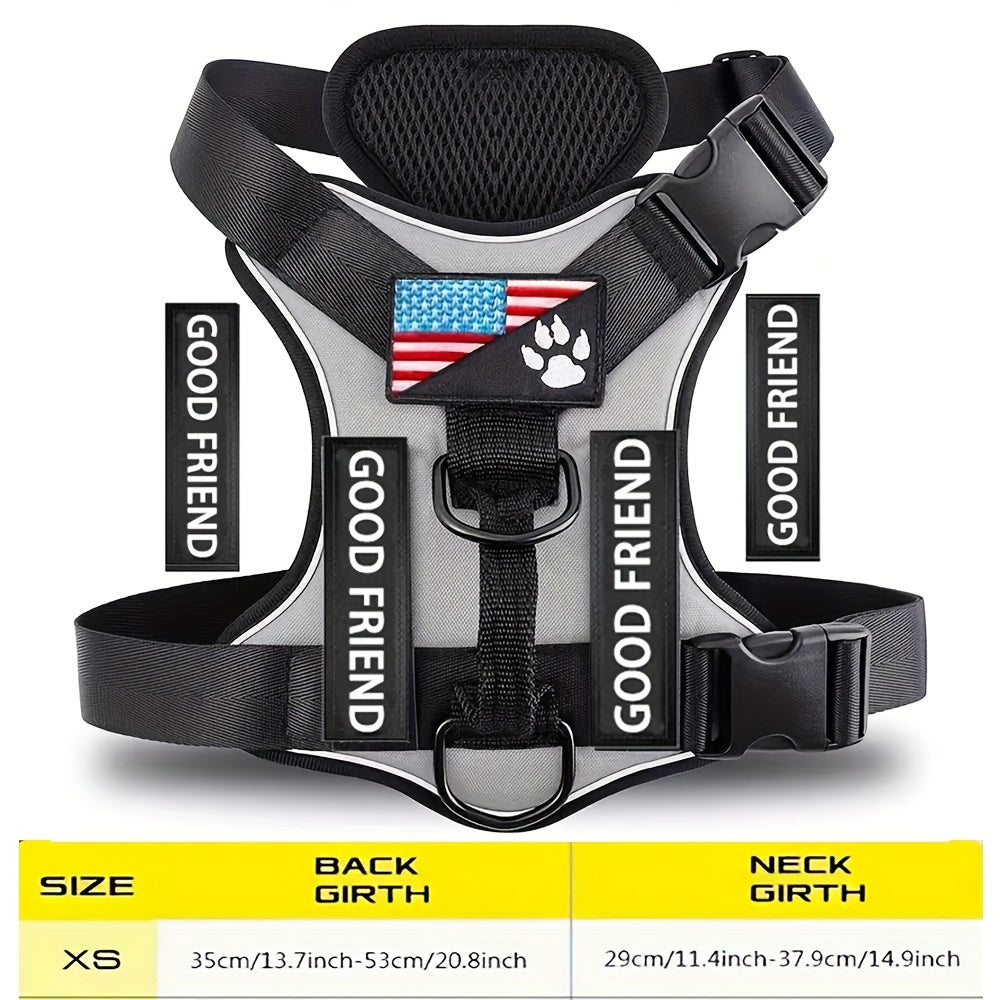 Service Dog Harness with 5 Patches – Reflective Adjustable Oxford Vest with Inner Mesh Layer, Service Dog ID System for Small Medium Large Dogs, XS–XL, 5 Colors