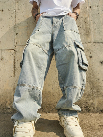 Men's Wide Leg Jeans - Distressed Wide Leg