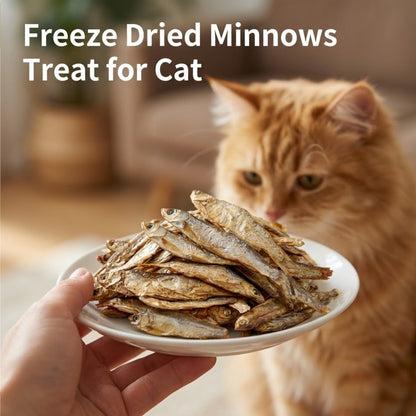 Freeze Dried Whole Minnow Cat Treats – High Protein Fish Bites for Cats, Dogs, Turtles & Reptiles | Natural Freshwater Fish Snacks, Food Topper, Training Reward | 1 LB Resealable Bag, 30% Crude Protein
