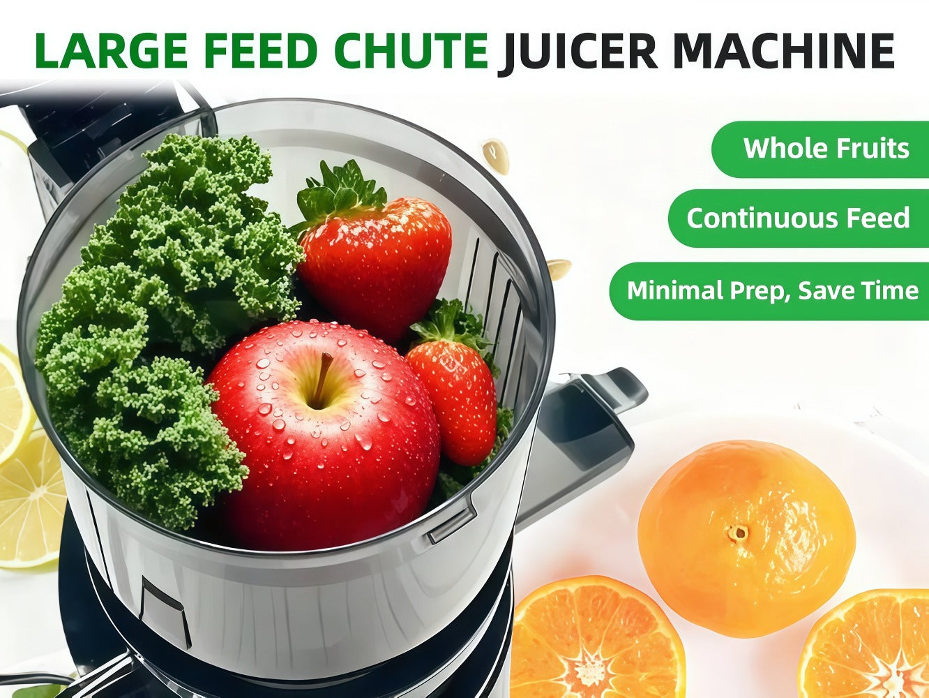 Masticating Juicer Cold Press - 4.25" Wide Feed Chute Auto-Feed Slow Juicer for Whole Fruits & Vegetables, 98% Juice Extraction, Quiet Motor, Easy to Clean, Compact for 1-2 People, Multiple Colors