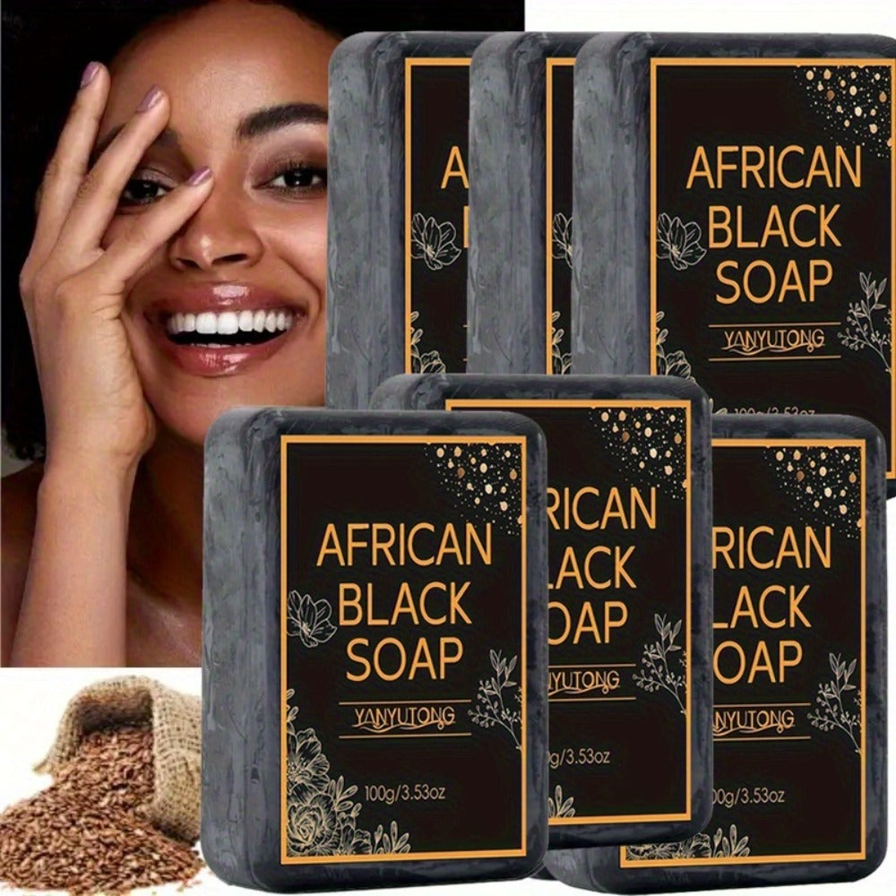 African Black Soap Bar 3-Pack 100g Each with Shea Butter & Coconut Oil — Deep Cleansing Moisturizing Face & Body Wash, Alcohol-Free Natural Soap for Acne, Dry, Oily & Sensitive Skin | All Skin Types