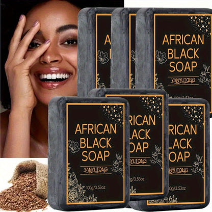 African Black Soap Bar 3-Pack 100g Each with Shea Butter & Coconut Oil — Deep Cleansing Moisturizing Face & Body Wash, Alcohol-Free Natural Soap for Acne, Dry, Oily & Sensitive Skin | All Skin Types