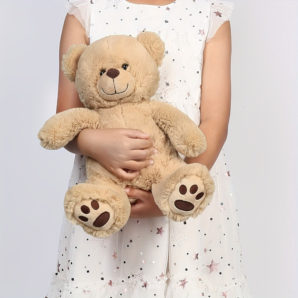Plush Teddy Bear Stuffed Animal 10 Inch 12 Inch Soft Brown Bear Toy Huggable Cuddly Plushie Safety Eyes Birthday Christmas Easter Gift for Kids Toddlers Boys Girls