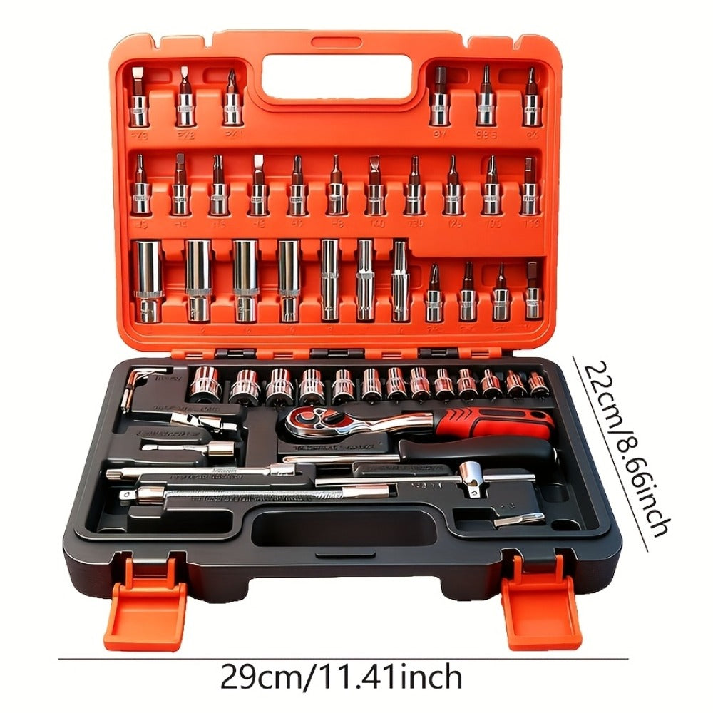 52-Piece Professional Tool Set – Multi-Function Home & Car Repair Toolkit with Portable Toolbox, Ideal Gift for DIY Enthusiasts and Auto Mechanics