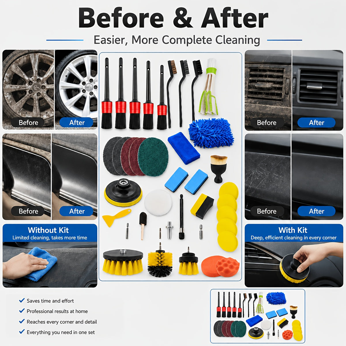 Car Detailing Brush Set The Ultimate Auto Cleaning Kit for Vents Gaps Maintenance Car Air Outlet Detail Clearance Brush