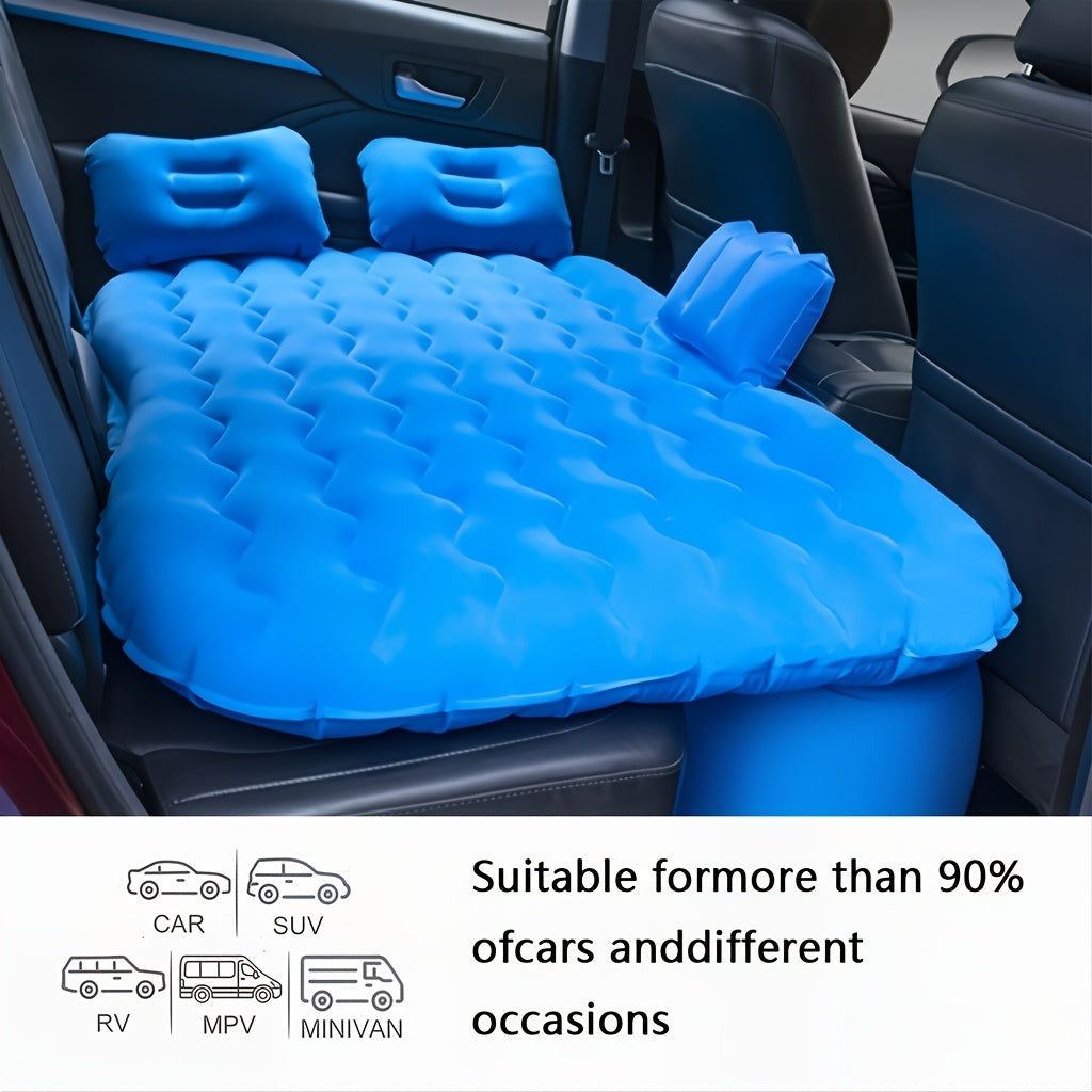 Outdoor SUV Air Mattress, Portable Inflatable Car Bed For Camping & Travel, Universal Flocked Blow Up Bed For SUV Trunk, With Storage Bag & Repair Kit.