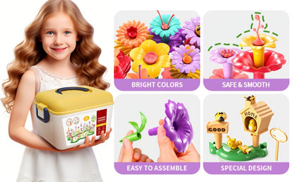 Flower Garden Building Toys for Kids 235 Pieces – STEM Educational Activity Brick Set Creative Floral Construction Toy for Boys & Girls Ages 3+, Best Birthday Easter Christmas Holiday Gift