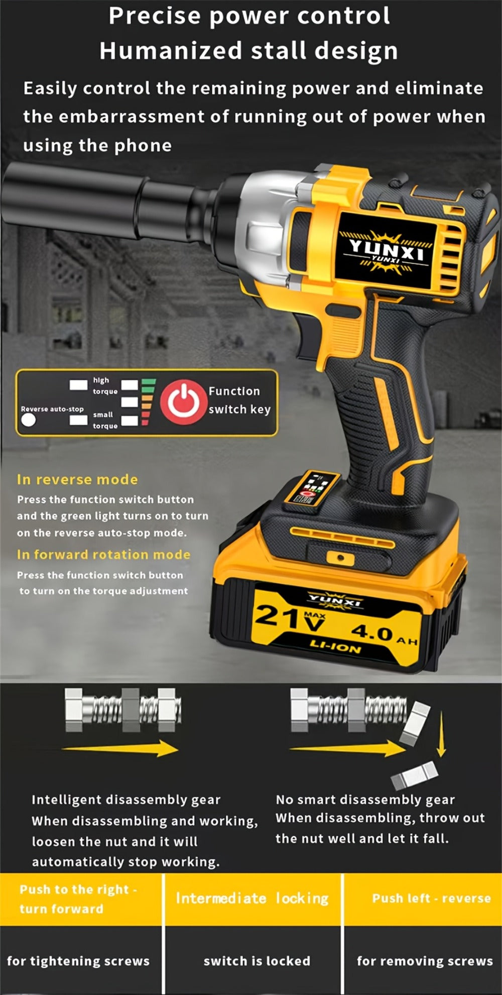 21V Cordless Impact Wrench Kit High Torque Brushless with 4000mAh Rechargeable Battery – Wireless Power Wrench Driver for Car Motorcycle Repair, DIY Home Projects, Gift for Mechanics & Men