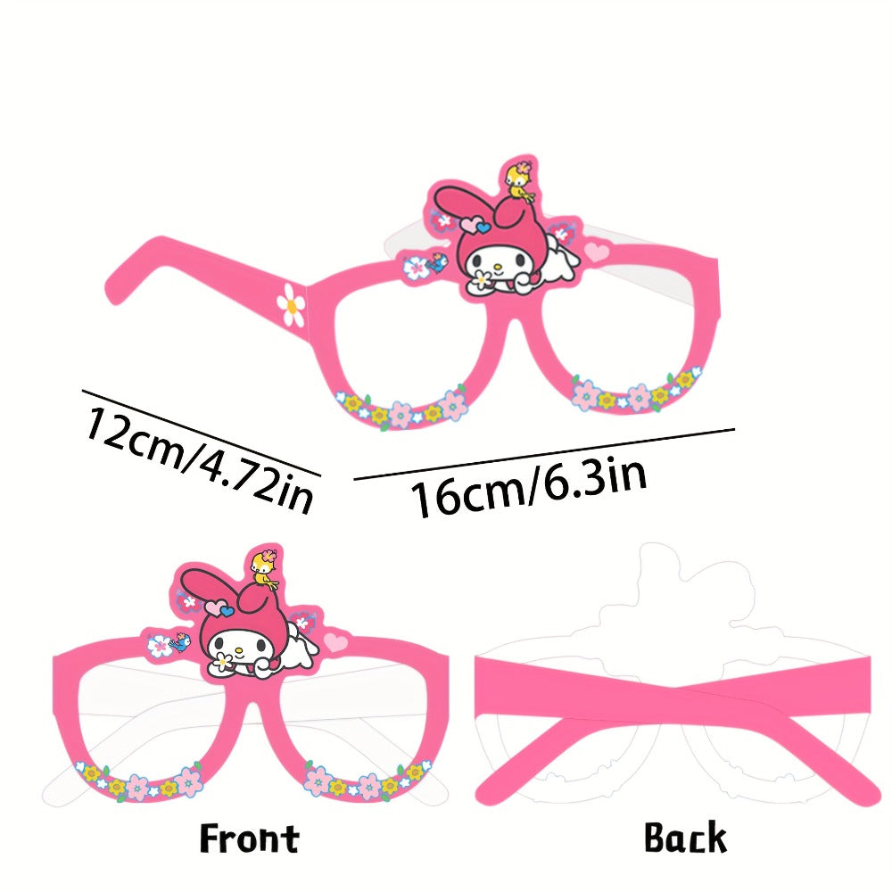 Sanrio Photo Booth Glasses Props 12 Pcs Hello Kitty Kuromi My Melody Cinnamoroll Gudetama – Licensed Paper Party Eyewear for Birthday Party Favors, Holiday Celebrations, Kawaii Themed Events & Seasonal Decor
