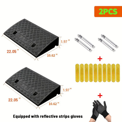 Two Heavy-duty Plastic Ramps, Sturdy, Anti-slip And Weather-resistant, Portable Access for Cars, Bicycles, Medical Equipment And Wheelchairs - Suitable for Easter, Women's Day, Mother's Day, Independence Day, Ramadan, Trucks And Bicycles