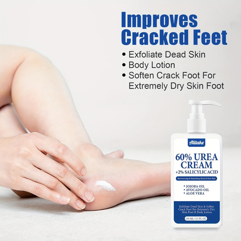 Clinical Strength 60% Urea Foot Cream with Salicylic Acid, Shea Butter & Avocado Oil 150ml | Cracked Heel Repair, Callus Remover & Deep Moisturizer for Dry Rough Skin | Women & Men