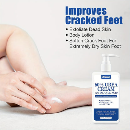 Clinical Strength 60% Urea Foot Cream with Salicylic Acid, Shea Butter & Avocado Oil 150ml | Cracked Heel Repair, Callus Remover & Deep Moisturizer for Dry Rough Skin | Women & Men