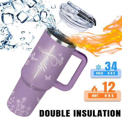 Christian Tumbler 40 oz Insulated with Lid & Straw – Faith-Inspired Religious Gift for Women, Hot & Cold Beverage Cup for Outdoor Sports, Camping & Daily Use, Thoughtful Christian Gift Idea