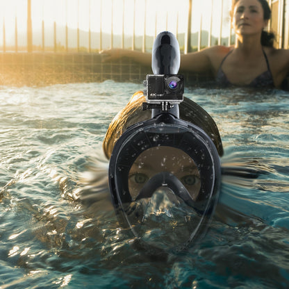180° Full Face Snorkel Mask with Camera Mount Dry Top System – Foldable Panoramic Snorkeling Mask Leak-Proof Fog-Proof Safe Breathing for Adults Men Women Diving Swimming