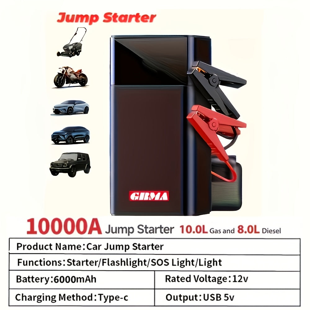 Portable Emergency Power Supply with 7 Functions, Featuring a 150PSI Digital Display. This Car Battery Charger Is Designed for 2.64-Gallon Gasoline Or 2.38-Gallon Diesel Engines, Making It an Ideal Emergency Starter for Vehicles