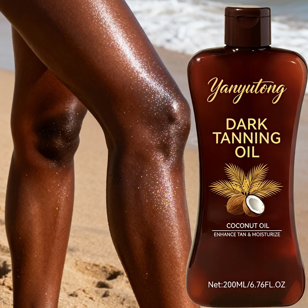 Sun Tanning Oil 200ml - Deep Golden Tan Accelerator Body Oil for Beach & Outdoor, Moisturizing & Nourishing Summer Skin Care for All Skin Types, Men & Women