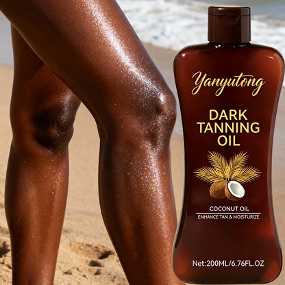 Sun Tanning Oil 200ml - Deep Golden Tan Accelerator Body Oil for Beach & Outdoor, Moisturizing & Nourishing Summer Skin Care for All Skin Types, Men & Women