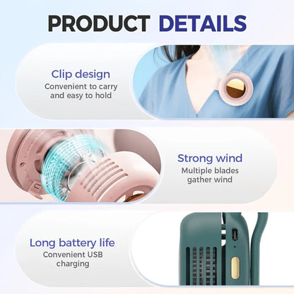 Clip-On Bladeless Neck Fan 360° Surround Wind | Rechargeable Hands-Free Mini Fan for Shirt & Waist, Portable Personal Cooling for Outdoor, Travel & Sports – Digital Display Option, Pink, Green & White, 1pc & 2pcs