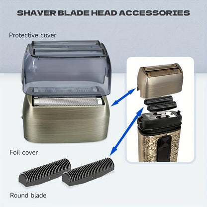 Cordless Electric Foil Shaver Grooming Kit for Men with Barber Shears Beard Mustache Trimmer Bald Head Razor Haircutting Set Father's Day Birthday Gift for Dad Husband