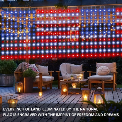 American Flag LED Curtain Lights 242 LEDs USB Powered, 4th of July Patriotic Decorations for Home Porch Garden Courtyard, Independence Day National Holiday Indoor Decor for Mall, Store, Coffee Shop Display