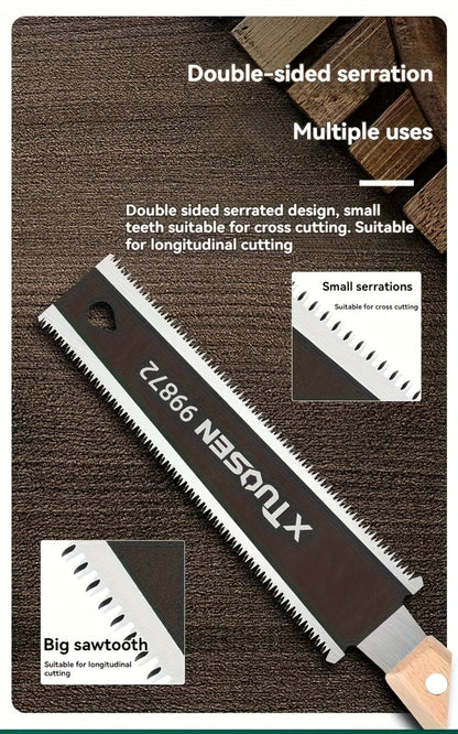 Japanese Pull Saw Set 3-Piece – Double-Sided Fine Teeth Curved Hardwood Hand Saw for Woodworking, Trimming & Precision Cutting, Double-Edged Flush Cut Saw for Pros & DIYers