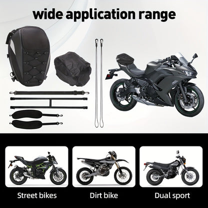 Motorcycle Backpack Helmet Bag – JFG RACING Motorbike Tail Bag with Adjustable Strap for Outdoor Camping, Travel & Luggage Storage, Large Capacity Rider Gear Bag