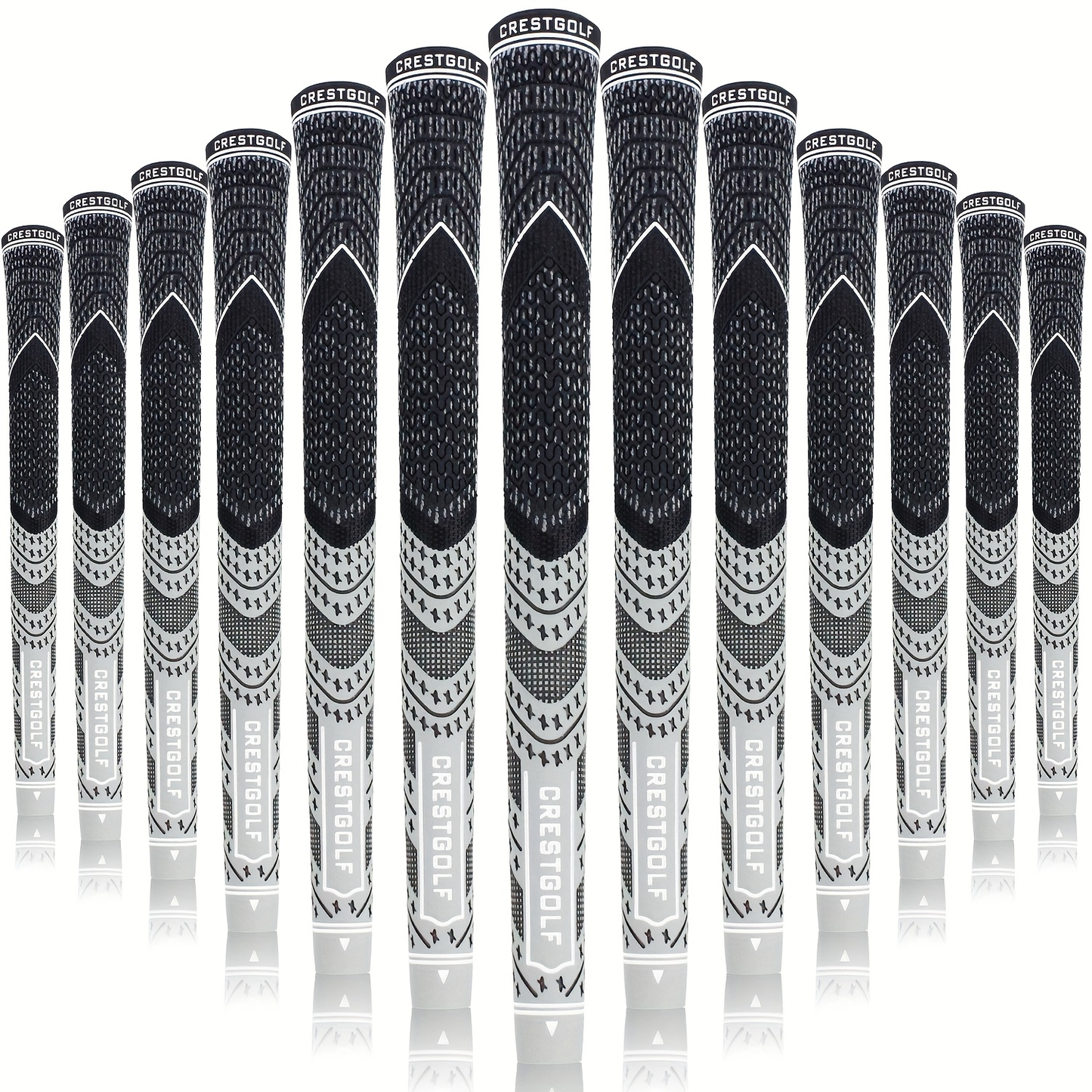Midsize Golf Grips Set 13 Pack – All Weather Hybrid Rubber Golf Club Grips with Ecological Yarn Thread Technology, Multiple Colors, Fits Full Set of Clubs (Black, White, Red, Orange, Yellow, Blue, Gray)