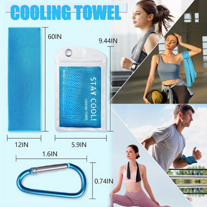Neck Cooling Towels 8-Pack – Soft Breathable Sport Towels for Neck & Face with Carabiner Clips & Carry Bag, Multi-Color Chilling Towels for Running, Yoga, Climbing, Gym & Travel