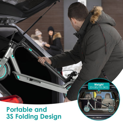 Electric Scooter 350W Foldable Commuter E-Scooter with 8.5'' Solid Tire, LED Display, Dual Brake, 15-20KM Range for Adults Men Women